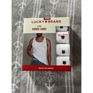 Lucky Brand Men's Ribbed Cotton Tanks Size M (38-40) 4 Pack